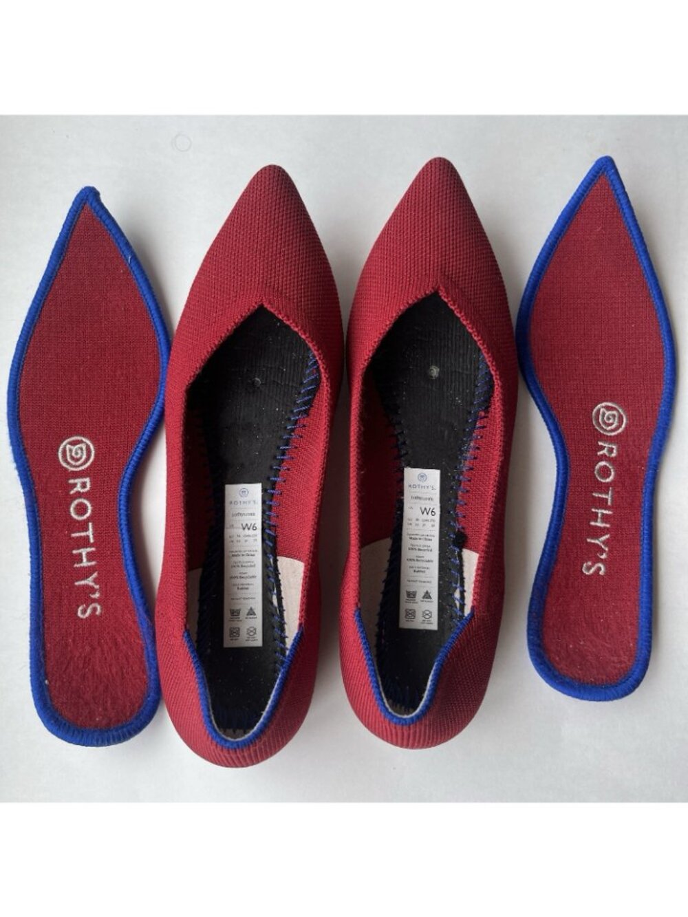 Rothy’s The Point Ballet Flats Retired Chili Red Pattern Size 6 Recycled - Picture 3 of 13